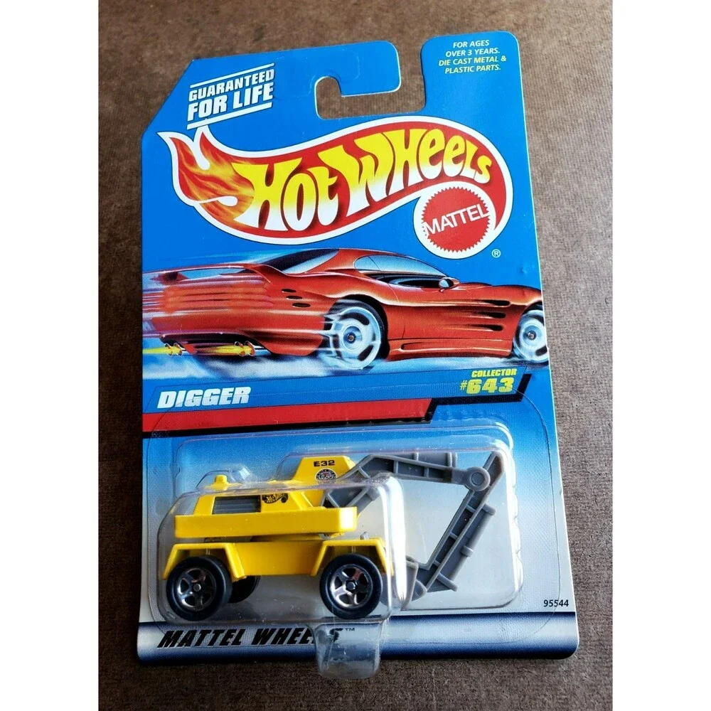 VTG 1998 Hot Wheels DIGGER Yellow #643 MAINLINE SERIES 1:64 Chrome 5 Spoke 95544